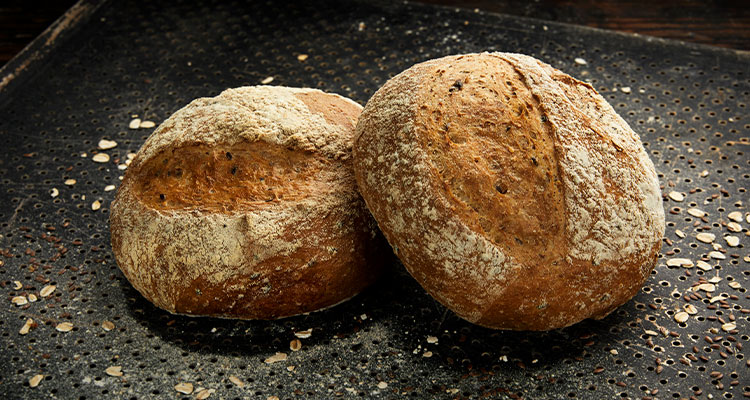 2 round loaves of bread