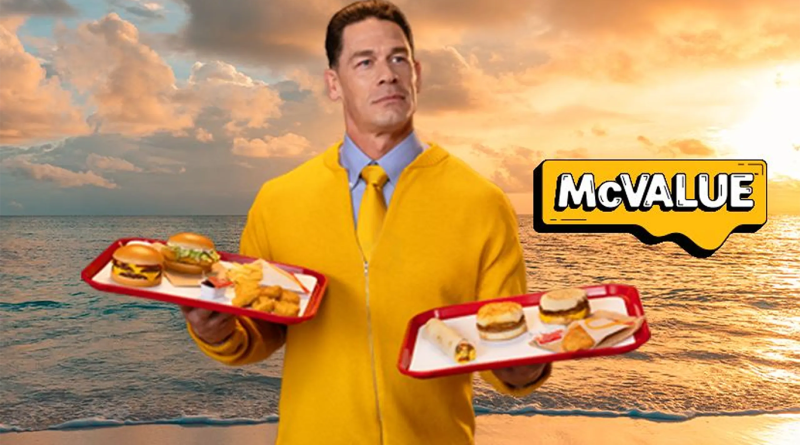 John Cena Joins McDonald’s to Launch Budget-Friendly McValue Menu John Cena on new McValue menu ad holding new menu items